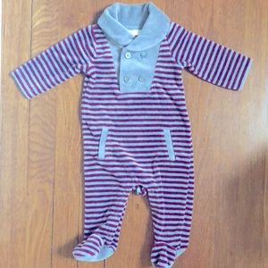 Velvet soft grey and red baby outfit